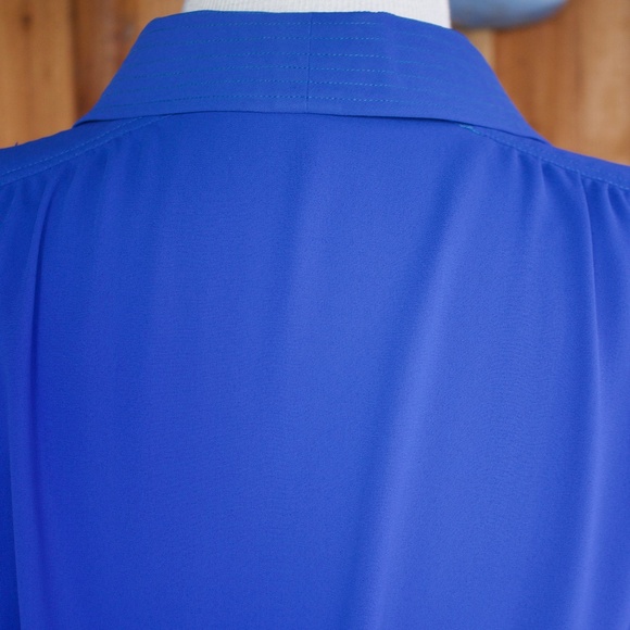 Vintage I. Magnin Blue Long Sleeve Midi Shirt Dress Jewel Buttons Woman's Size L - Picture 14 of 16